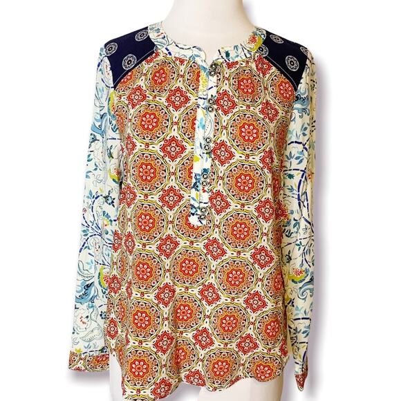 Anthropologie Tops - Anthropologie Maeve mixed print floral boho blouse top sz 0
